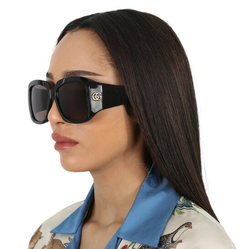 New Gucci Gg1402s 001 Black Grey Women Square Sunglasses Gg 1402s